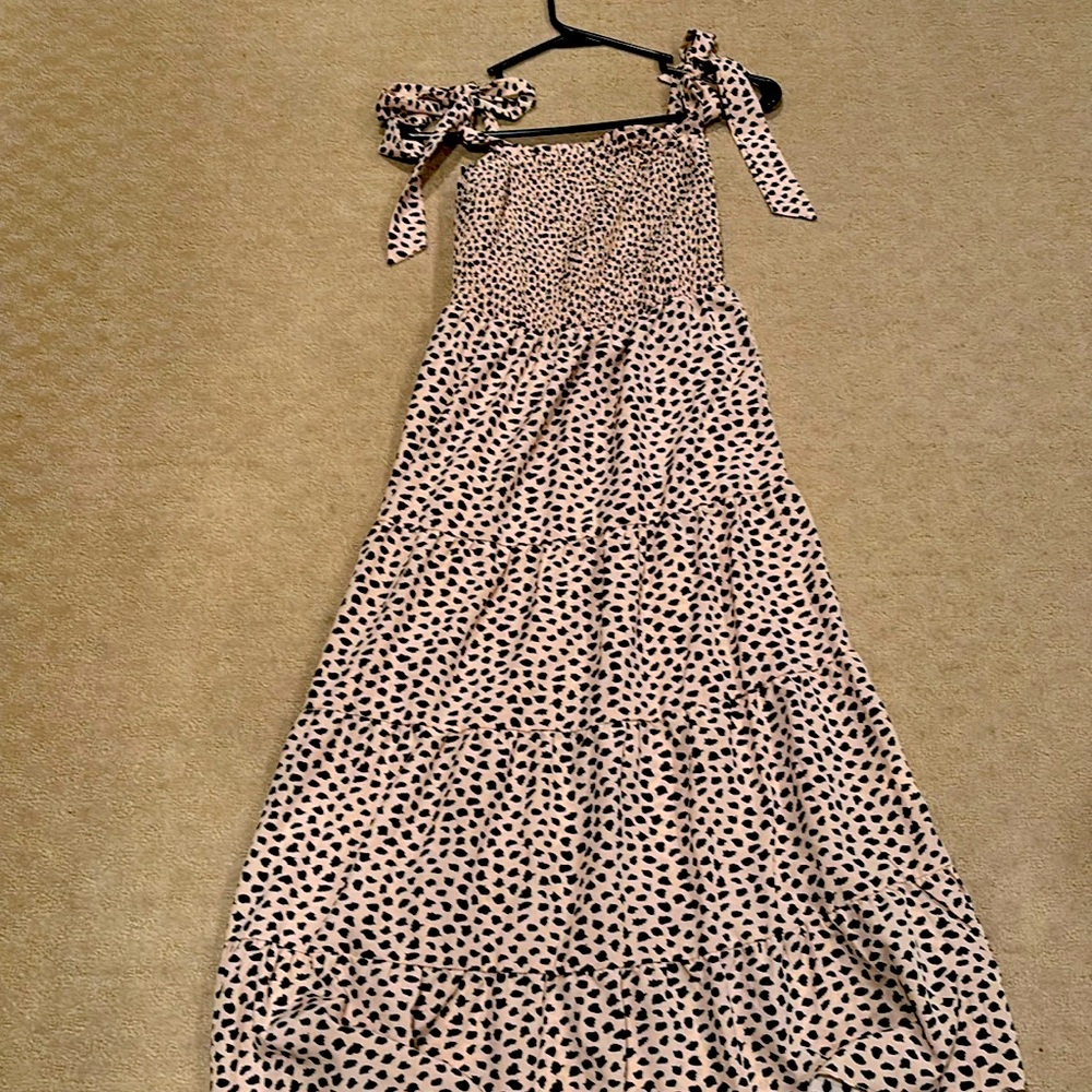 Leopard Print Women's Smocked Midi Dress